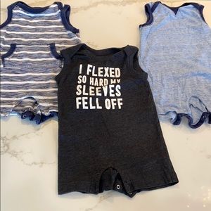 Three baby boy 3-6 months one piece outfits!